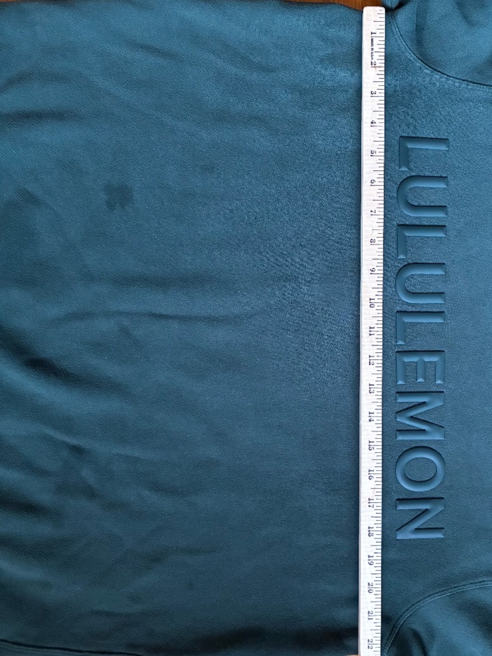 lululemon Perfectly Oversized Crew Logo Teal Sweatshirt Raised Wordmark - Picture 3 of 8